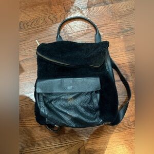 Black Leather and Suede Women's Backpack
